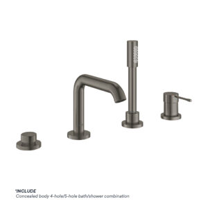 GROHE ESSENCE  4-HOLE BATH MIXER WITH CONCEALED BODY BRUSHED HARD GRAPHITE FINISH