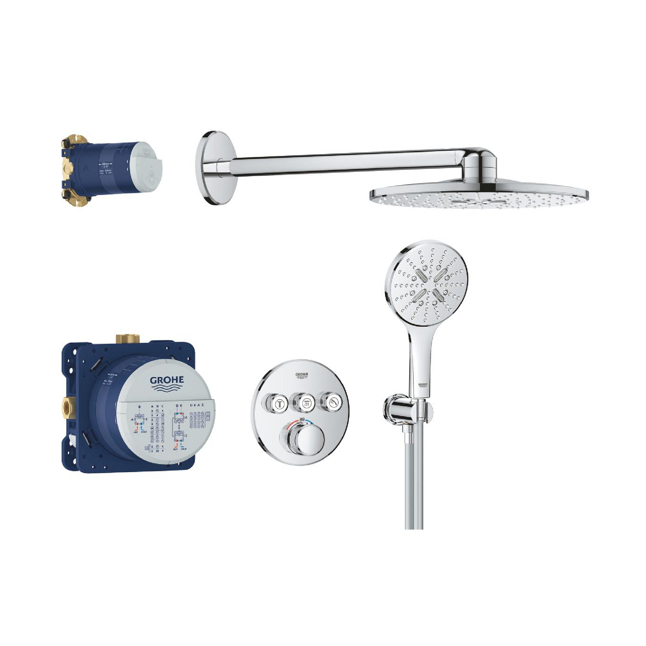Grohe-34863000-01-1.jpg GROHTHERM SMARTCONTROL ROUND CONCEALED 3 FUNCTION SHOWER SYSTEM 310 - Image 1