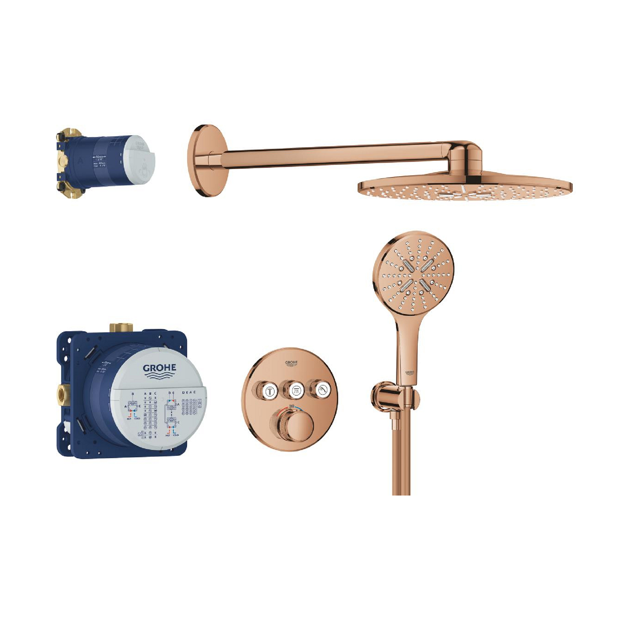 Grohe-34863DA0-01-1.jpg GROHTHERM SMARTCONTROL ROUND CONCEALED 3 FUNCT SHOWER SYSTEM 310 - Image 1