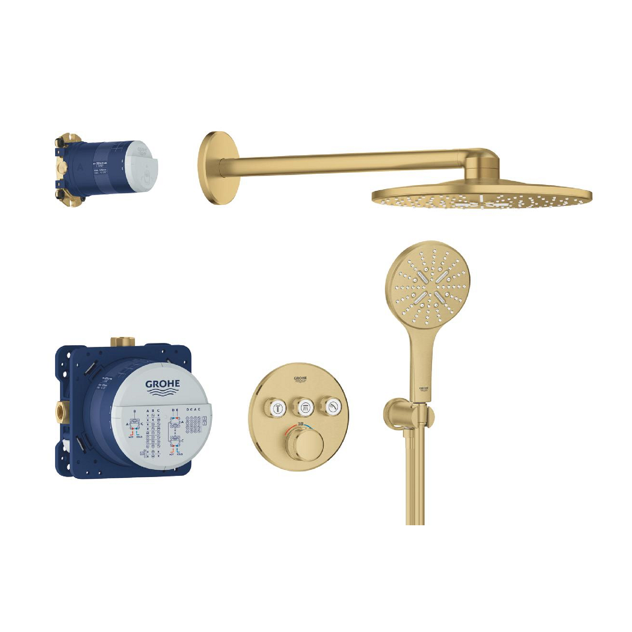 Grohe-34863GN0-01-1.jpg GROHTHERM SMARTCONTROL ROUND CONCEALED 3 FUNCT SHOWER SYSTEM 310 - Image 1