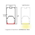 PENTALINEA ALUMINIUM LED PROFILE 40.1X75MM ANODIZING SILVER 3M/PC - Image 2