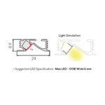 PENTALINEA ALUMINIUM LED PROFILE 24X8.9MM MATT STEEL GREY 3M/PC - Image 2