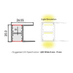 PENTALINEA ALUMINIUM LED PROFILE 26.55X20.3MM MATT STEEL GREY 3M/PC - Image 2
