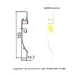 PENTALINEA ALUMINIUM LED PROFILE 135X14.7MM POWDER COATED MATTE WHITE 3M/PC - Image 2