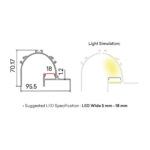 PENTALINEA ALUMINIUM LED PROFILE 95.5X70.17MM POWDER COATED MATTE WHITE 3M/PC - Image 2