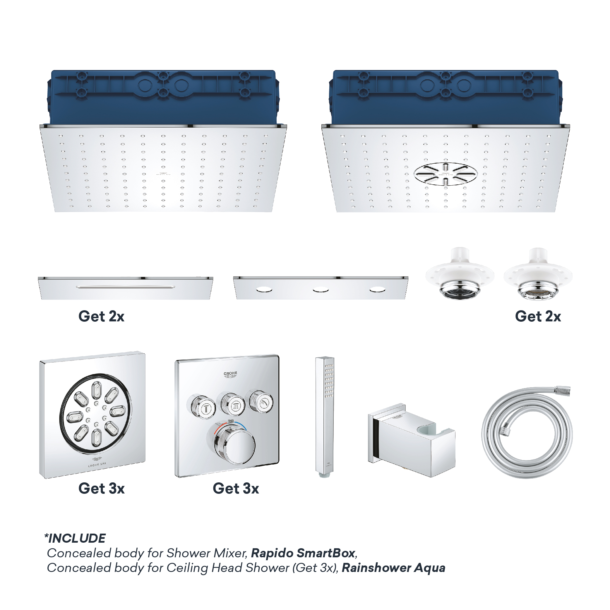 ALLURE MOCK UP + AQUAELEMENT (Chrome) (1) GROHE SPA AQUA ELEMENT SET - Image 1