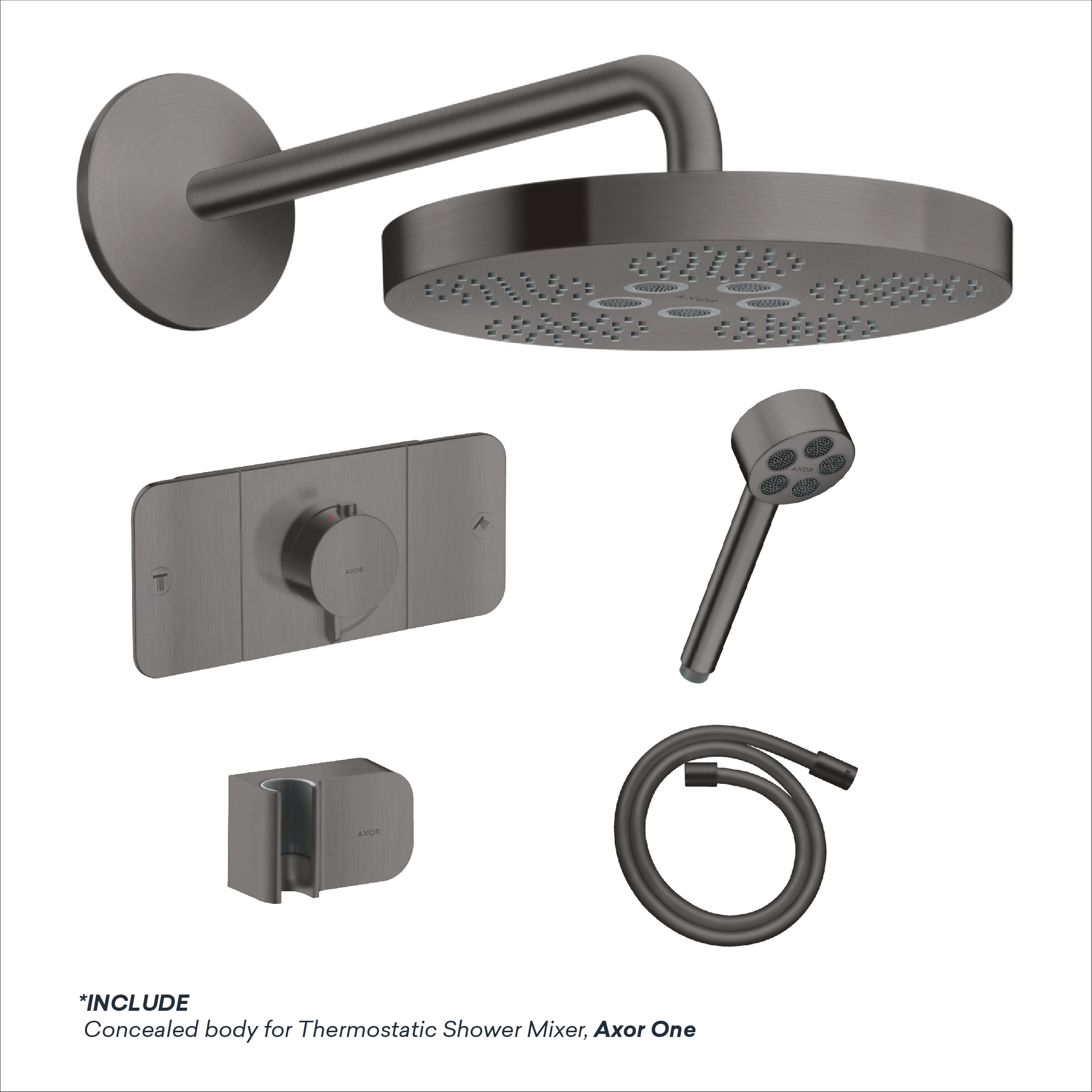 AXOR One-Brushed Black Chrome AXOR ONE SHOWER SET - Image 1