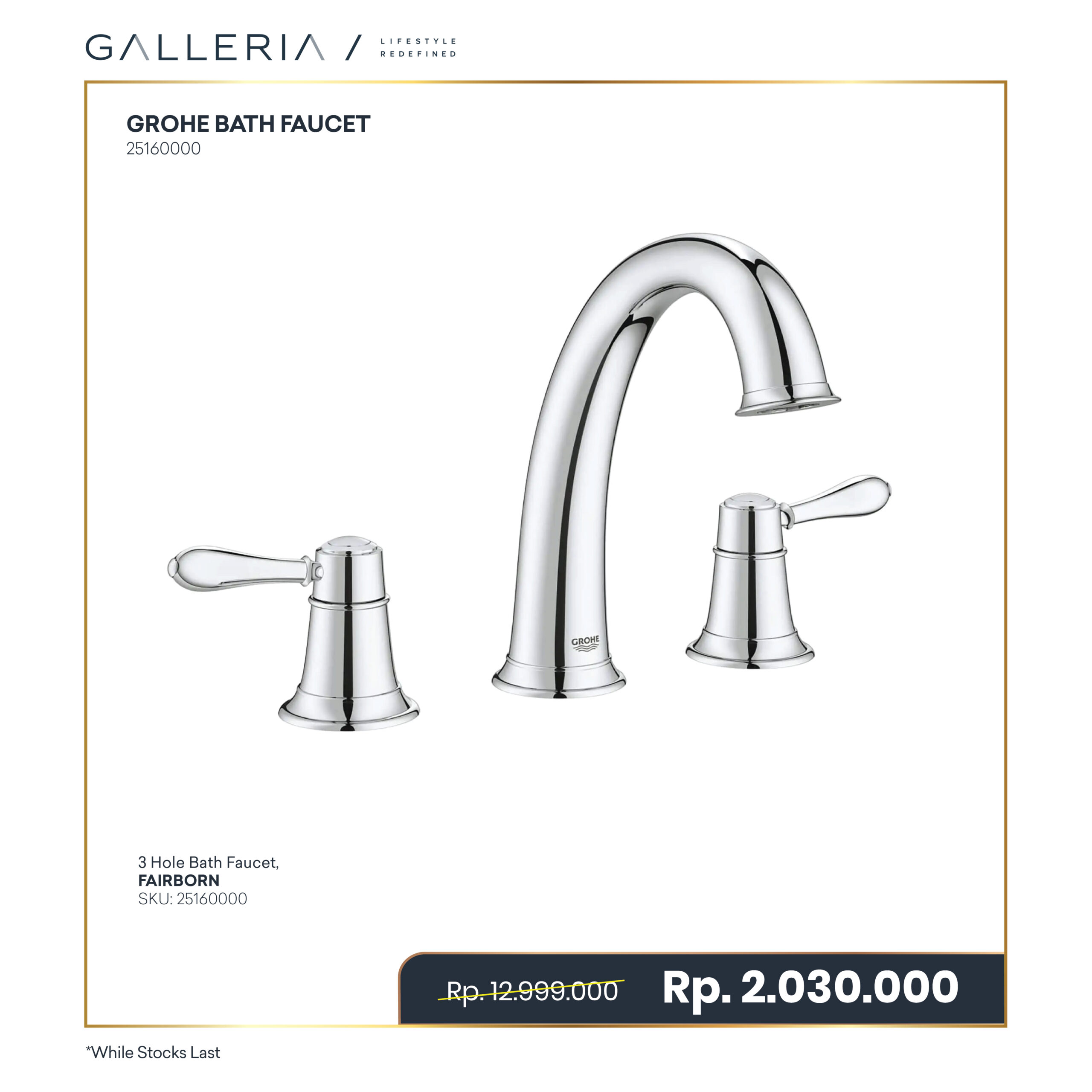 Special Price-21 GROHE FAIRBORN 3-HOLE TUB FAUCET - Image 1