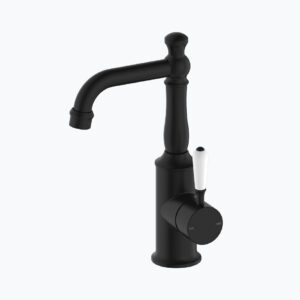 ARGOS BASIN MIXER WITH WHITE PORCELAIN LEVER MATTE BLACK