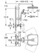 GROHE TEMPESTA SYSTEM 250 CUBE THERMOSTAT BATH & SHOWER SYSTEM - Image 2