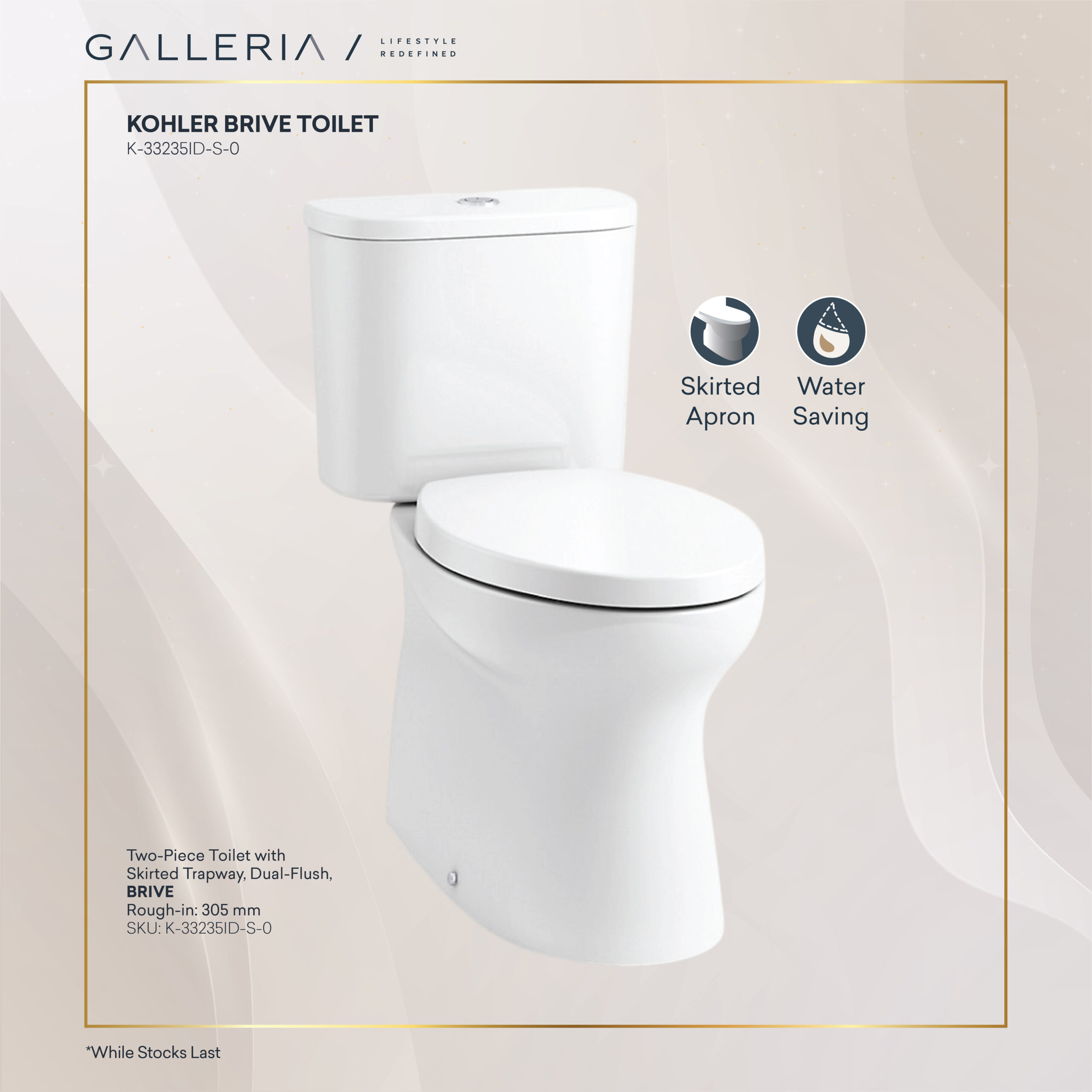 Produk Satuan + Paket MYS 2026-04 KOHLER BRIVE TWO-PIECE TOILET WITH SKIRTED TRAPWAY - Image 1