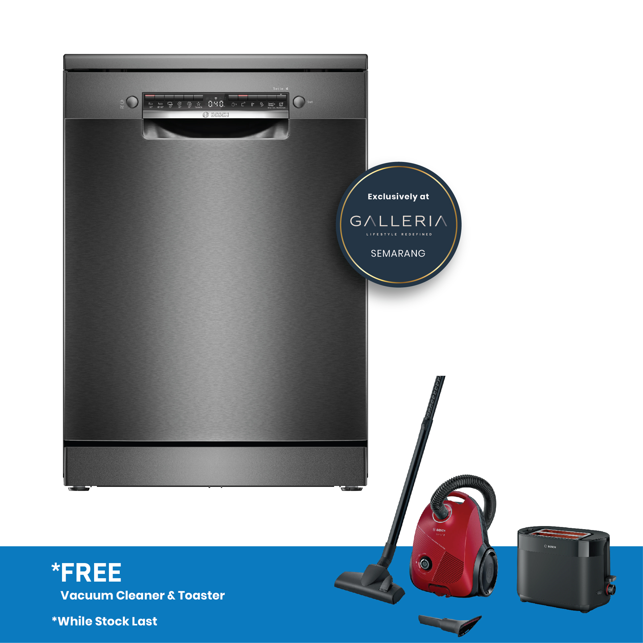 Bosch SMS4HMC25M-01 BOSCH SERIES 4 DISHWASHER 60 CM BRUSHED BLACK STEEL - Image 1