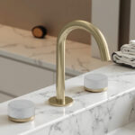 STERN KONZEPT LEIDEN BASIN SET ARC SPOUT WITH CARRARA HANDLE BRUSHED GOLD FINISHED - Image 3