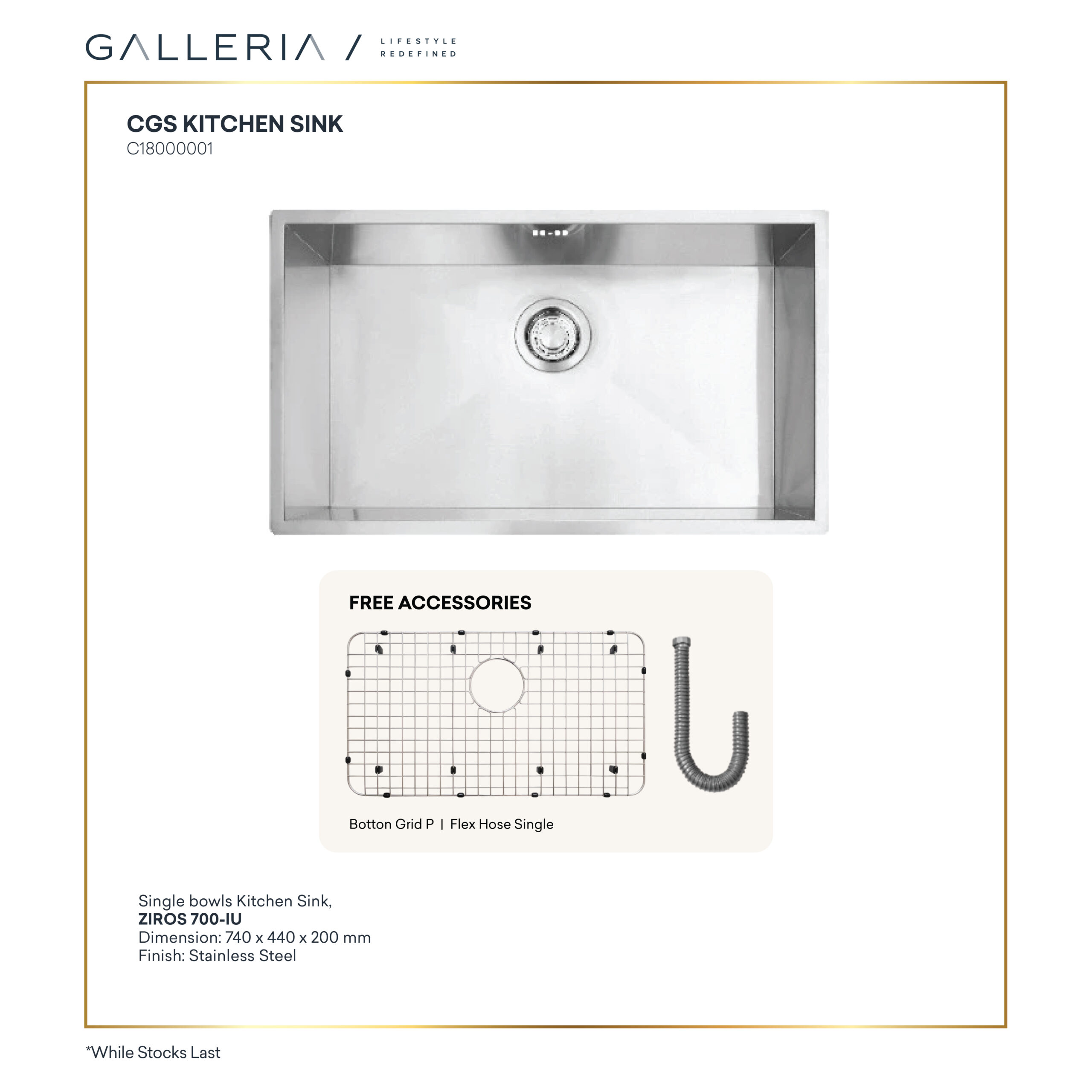 CGS Kitchen Package-11 CGS ZIROS 700-IU KITCHEN SINK - Image 1